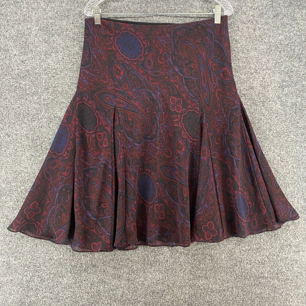 Chaps Skirt Womens M Purple Paisley Pull On Flowy Boho Fairy Grunge‎ Cottagecore